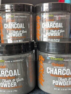 NWT InVitamin Activated Charcoal Powder for Teeth and Gums (Cinnamon) x4 2.75 OZ